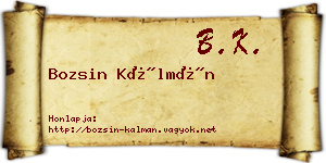 Bozsin Kálmán névjegykártya